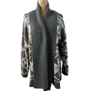 Lane Bryant Open Cardigan Aztec Pattern Gray Cream Size 18